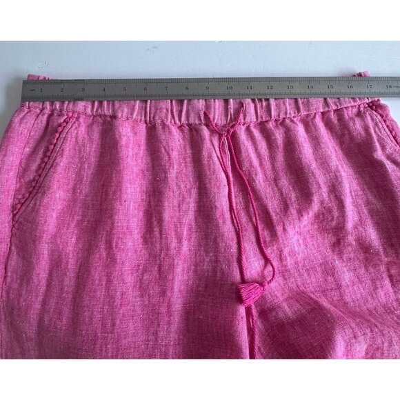 Talbots Pants Womens 12 Pink Linen Cropped Tassel Drawstring Resort Boho Trim‎ - Picture 6 of 13